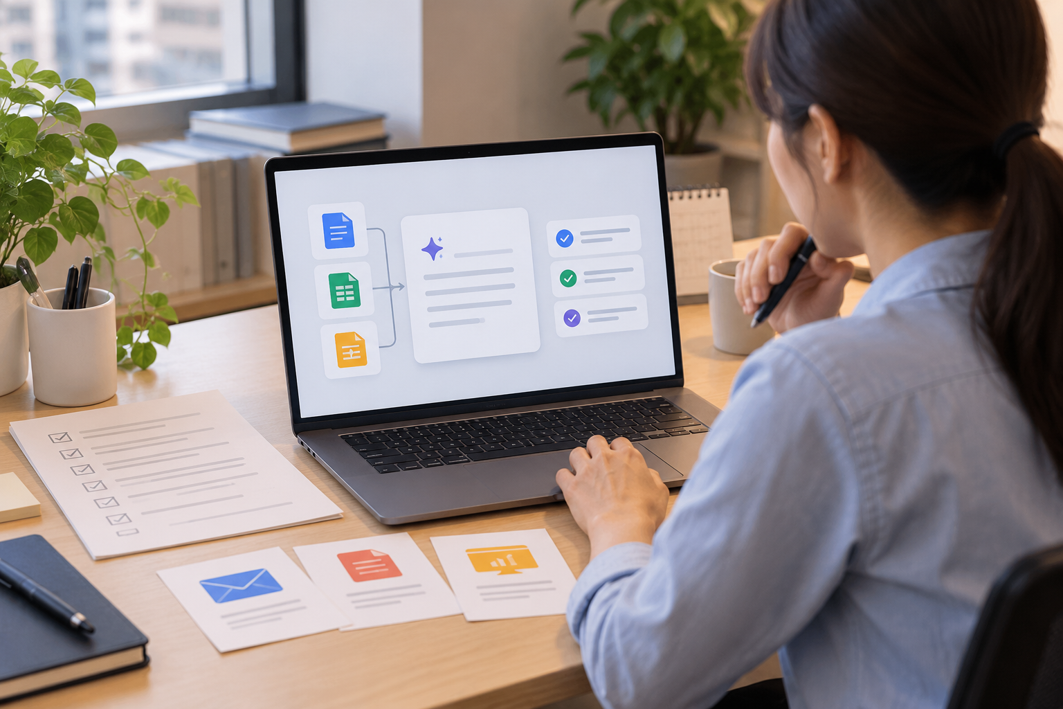 반복 지시를 설계해 여러 업무에 재사용하는 Workspace Skill 개념 장면